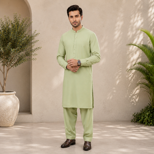 01 - Pista Green -  Wash & Wear Unstitched
